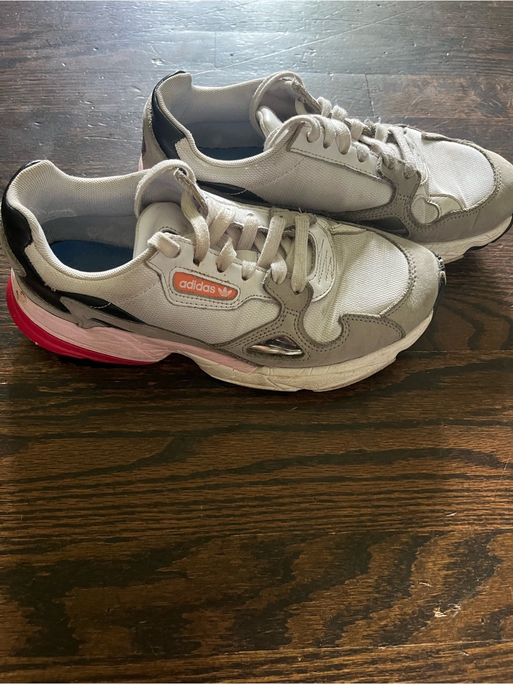 adidas Falcon Athletic Mesh Sneakers White/Gray/Pink Women’s US 7.5